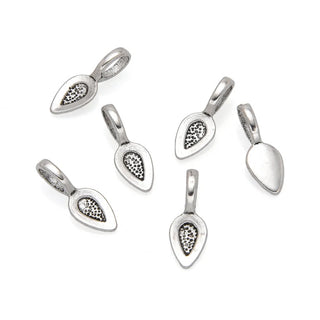 100pcs 21mm Glue On Jewelry Bails, Antique Silver, 12mm Teardrop Flat Pad Base, MC-P1
