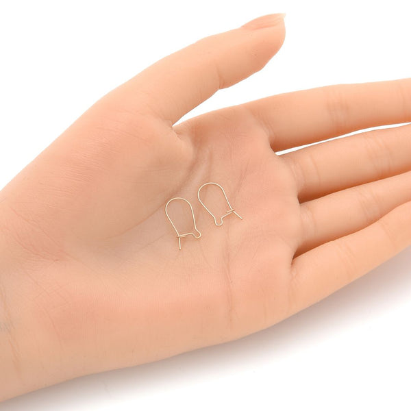 10pcs Real 1/20 14K Gold Filled Kidney Earring Hooks, 16mm, Thin 0.5mm/24 Gauge, JK1-N5