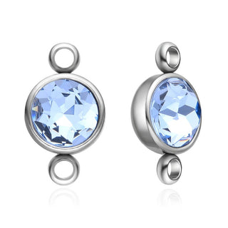 10pcs Grade A March Aquamarine Blue Birthstone Links, Stainless Steel, Tarnish Resistant, 10mm, CCP36-3