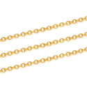 16.5 Feet Tarnish Resistant Oval Ring Rolo Cable Chain Link, 24K Yellow Gold Plated, Long Lasting, Size Selections: 3x2.5mm, 3.5x3mm, 4.3x3.3mm