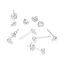 40pcs Tarnish Resistant Ball Earring Posts, Closed Ring, with 40pcs Earring Backs, Sterling Silver Plated Brass, Ball Size Selections: 3mm/4mm/5mm