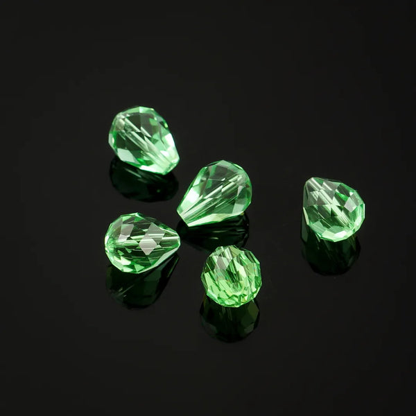 24pcs Adabele Austrian Faceted Teardrop Crystal Beads #5500, Peridot Green, 10mm x 8mm, Hole ID 1.1mm, SST-1016