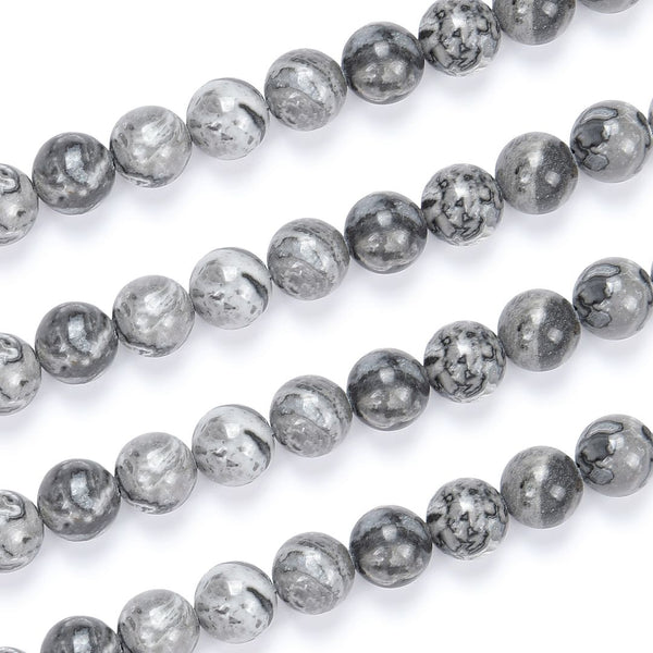 Natural Landscape Jasper Gemstone Round Beads, 1 Strand/15 Inch, Size Selections: 4mm/6mm/8mm/10mm