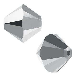 50pcs Preciosa Faceted Bicone Crystal Beads, Crystal Labrador Silver (Full-Coat), 6mm, Hole ID 1mm, Pre-B632