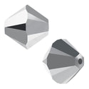 100pcs Preciosa Faceted Bicone Crystal Beads, Crystal Labrador Silver (Full-Coat), Size Selections: 3mm/4mm/6mm
