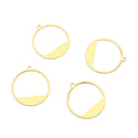 20pcs Raw Brass Round Circle Pendant Drop, 20.6mm Connector, Unplated/Uncoated, CX-R2