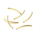 20pcs Tarnish Resistant Curved Noodle Tubes, 18K Yellow Gold Plated Brass, Hole ID 1.5mm, Length Selections: 25/30/35/40/50mm