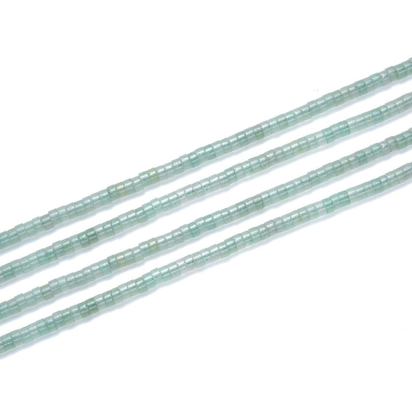 Natural Green Aventurine Gemstone Heishi Tube Rondelle Beads, 4x2mm/Small, Hole ID 0.9mm, 14.5 Inch/1 Strand, GH-C14