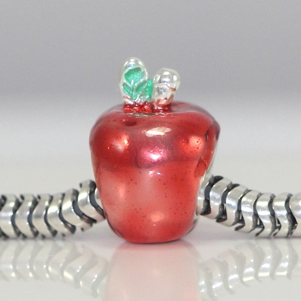 1pc Solid 925 Sterling Silver Apple of My Eye Bead Charm, Compatible with Pandora All Other Charm Bracelet, EC49