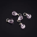 5pcs October Birthstone Charm Drops, 10mm Pink Austrian Teardrop Crystal Beads, Sterling Silver Plated Open Jump Rings, BR6-10