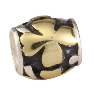 Solid 925 Sterling Silver Gold Celtic Cross Protection Faith Bead Charm