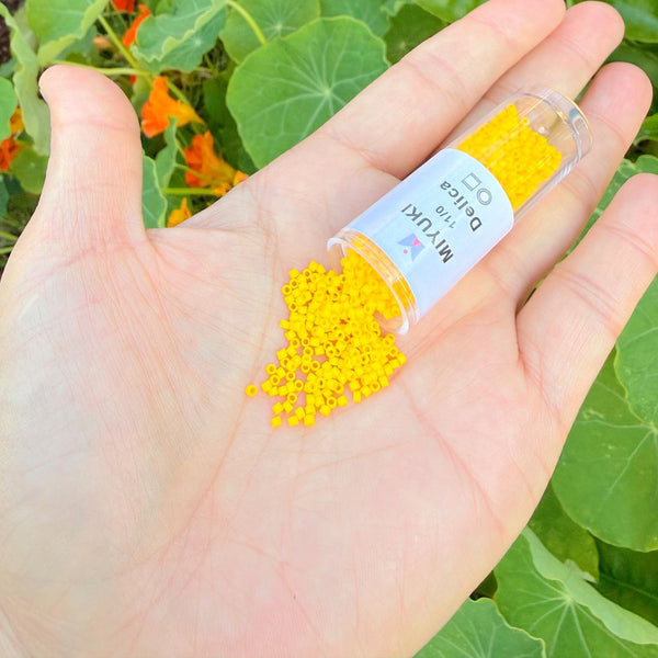 7.5g Miyuki Delica 11/0 Seed Beads, Opaque Matte Canary Yellow DB1582