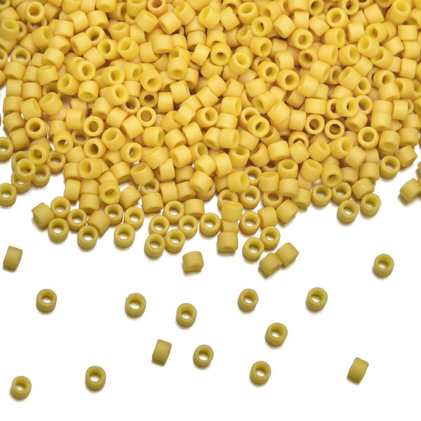 30g Miyuki Delica 11/0 Seed Beads, Opaque Matte Glazed Pineapple DB2284