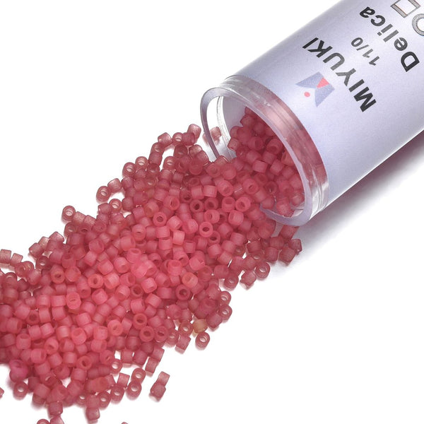 7.5g Miyuki Delica 11/0 Seed Beads, Matte Dark Rose Light Topaz DB778