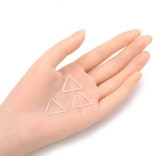 100pcs Triangle Beading Hoops, Open Back Bezel Frame, Sterling Silver Plated Brass, Size Selections: 12mm/17mm/20mm