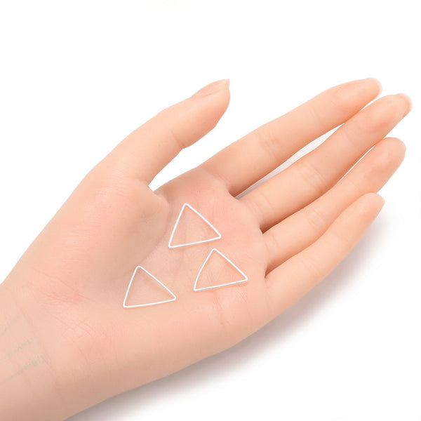 100pcs Triangle Beading Hoops, Open Back Bezel Frame, Sterling Silver Plated Brass, Size Selections: 12mm/17mm/20mm