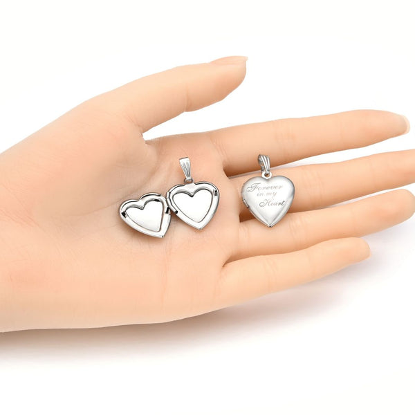 5pcs 316 Surgical Stainless Steel Living Memory Floating Lockets "Forever in My Heart", 20mm Heart Waterproof Pendants, MP-B2
