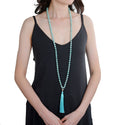Adabele Premium 108 Mala Bead Tassel Necklace, 8mm Natural Grade A Amazonite Gemstone, Blue Green Buddhist Japa Prayer Beaded Jewelry RGN22