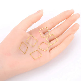50pcs Raw Brass Square Beading Hoops, Open Back Bezel Frame, Unplated/Uncoated, 0.8mm/20 Gauge, Size Selections: 12mm/16mm/20mm