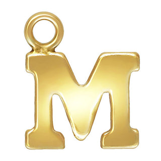 1pc Real 1/20 14K Gold Filled Letter M, Small Alphabet Charm Drop, 6.6x5.6mm , JK12-A13