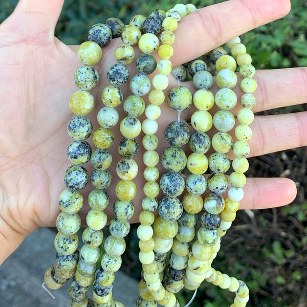 Natural Yellow Turquoise Gemstone Round Beads, 1 Strand/15 Inch, Size Selections: 4mm/6mm/8mm/10mm