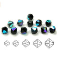 100pcs Preciosa Faceted Bicone Crystal Beads, Jet Black AB, Size Selections: 3mm/4mm/6mm