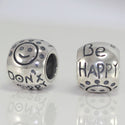 1pc Solid 925 Sterling Silver Dont worry Be Happy Charm Bead, Compatible with Pandora All Other Charm Bracelet, EC228