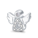 Real 925 Sterling Silver Angel Cubic Zirconia CZ Religious Bead Charm
