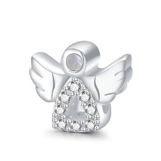Real 925 Sterling Silver Angel Cubic Zirconia CZ Religious Bead Charm