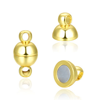 5 Sets Tarnish Resistant Round Magnetic Clasps, 18K Yellow Gold Plated Brass, 6mm Small, BF53-2