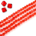 500pcs Creative Club Faceted Bicone Crystal Glass Beads, Light Siam Red, 4mm (0.16 Inch) Small Tiny, Hole ID 0.9mm, CCB406