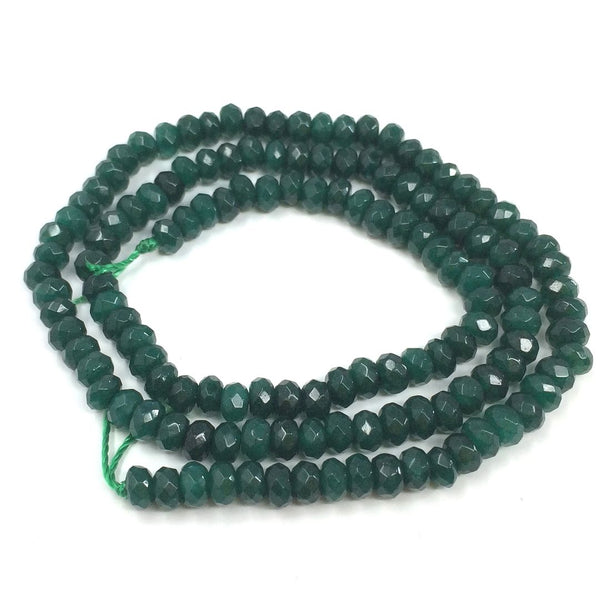 Natural Emerald Green Quartz Gemstone Faceted Rondelle Beads, 4x2mm/Small, Hole ID 0.9mm, 14 Inch/1 Strand, GH1R-10
