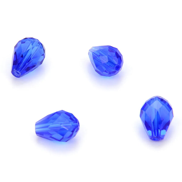 24pcs Adabele Austrian Faceted Teardrop Crystal Beads #5500, Sapphire Blue, 8mm x 6mm, Hole ID 1mm, SST-813