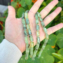 Natural Green Prehnite Crystal Gemstone Faceted Tube Beads, 14x7mm, Hole ID 1mm, 15 Inch/1 Strand, GZ8-13