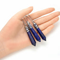 1pc Natural Blue Lapis Lazuli Hexagonal Pile Gemstone Pendant Necklace, 26 Inch Surgical Stainless Steel Chain, GGP-BB2