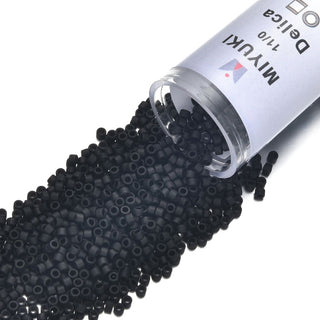 30g Miyuki Delica 11/0 Seed Beads, Transparent Matte Black DB310