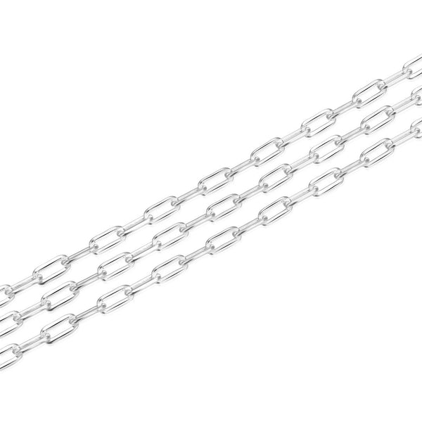 5 Feet 925 Sterling Silver Unfinished Paperclip Cable Chain Links, 2.5mm, Strong SSK-D1