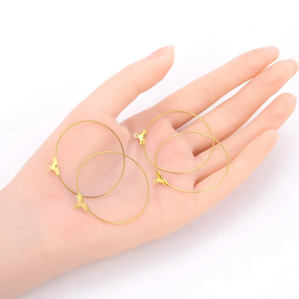20pcs Raw Brass Large Round Circle Beading Hoops, 0.7mm/21 Gauge, 40mm, Unplated/Uncoated, CX130-6