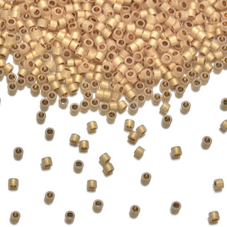 30g Miyuki Delica 11/0 Seed Beads, Translucent 24Kt Gold-Lined Opal DB230