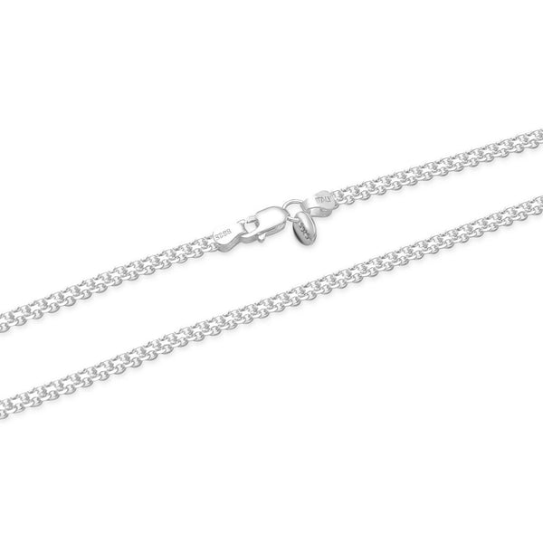 1pc 925 Sterling Silver Diamond-Cut Bismark Link Chain Necklace, 2.4mm, Thick Strong, Length Selections: 18/20/22/24/26 Inch