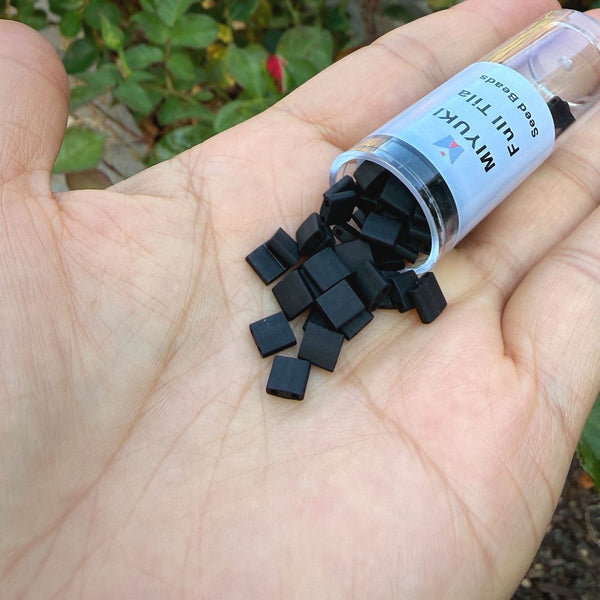 10g Miyuki Full Tila Square Seed Beads 5x5mm, Opaque Matte Black (TL-401F)
