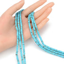 Natural Turquoise Blue Howlite Gemstone Heishi Tube Rondelle Beads, 4x2mm/Small, Hole ID 0.9mm, 14.5 Inch/1 Strand, GH-C17