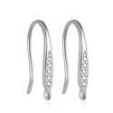 2 Pairs 925 Sterling Silver Fancy French Fish Earring Hooks, Cubic Zirconia CZ, Tarnish Resistant Rhodium Plated, 17mm, SS33