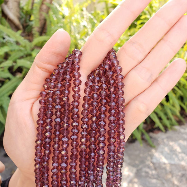 500pcs Creative Club Faceted Rondelle Crystal Glass Beads, Burgundy Red, 6x4mm, Hole ID 1mm, CCR611