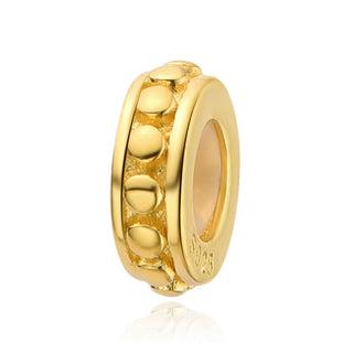 Real Yellow Gold Plated Sterling Silver Rubber Charm Holder Bead Stopper