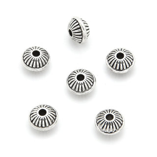 200pcs Small Saucer Rondelle Beads, Antique Silver, 6.8mm, Hole 1.8mm, MC-S5