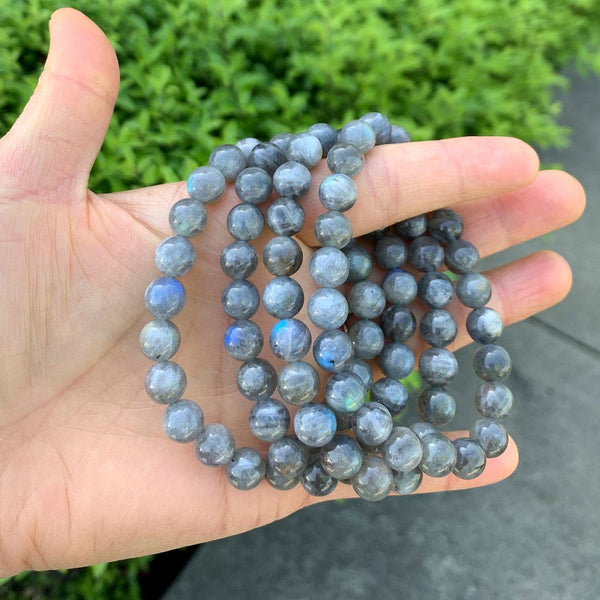1 Strand Stretch Natural Grade A Labradorite Beaded Gemstone Bracelet, 8mm Bead, Length Selections: 7 inch/7.5 inch/8 inch/8.5 inch