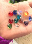 1 Set/12pcs Mixed Dangle Birthstone Charm Drops, 10mm Heart Crystal Beads, Sterling Silver Plated Open Jump Rings, BR15
