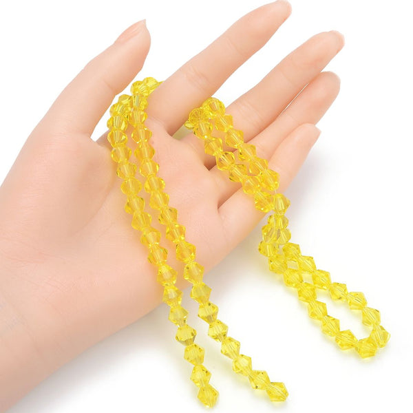200pcs Creative Club Faceted Bicone Crystal Glass Beads, Light Topaz Yellow, 8mm (0.31 Inch), Hole ID 1.1mm, CCB809