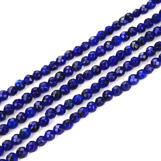 Natural Sapphire Blue Jade Gemstone Faceted Round Beads, 4mm/Small, Hole ID 0.9mm, 2 Strands/28 Inch Total, GH-B8
